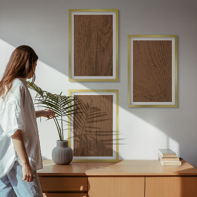 Three-piece wall art piece Wood texture bark minimalism