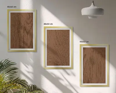 Three-piece wall art set minimalist wood bark texture