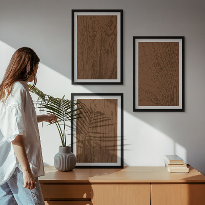 Three-piece wall art piece Wood texture bark minimalism