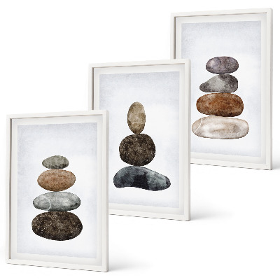 Wall art set Minimalist boho stones