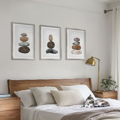 Wall art set Minimalist boho stones