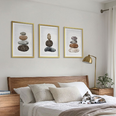 Wall art set Minimalist boho stones