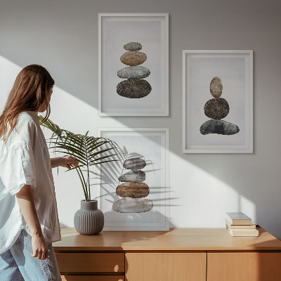 Wall art set Minimalist boho stones