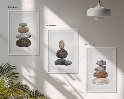 Wall art set Minimalist boho stones