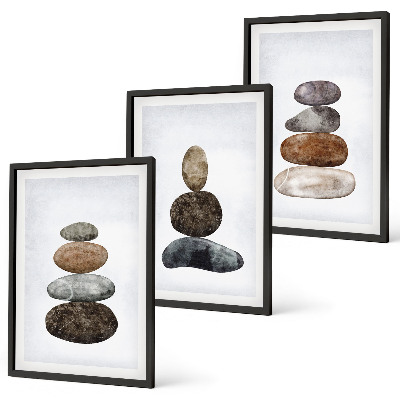 Wall art set Minimalist boho stones