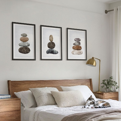 Wall art set Minimalist boho stones