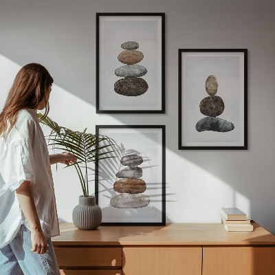 Wall art set Minimalist boho stones