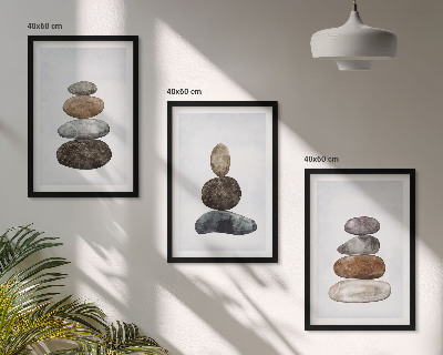 Wall art set Minimalist boho stones