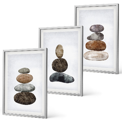Wall art set Minimalist boho stones