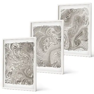 Modern shapes wall art three-piece painting set