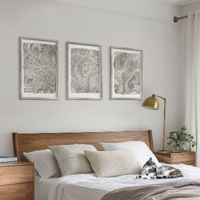 Three-piece wall art piece Modern shapes painting