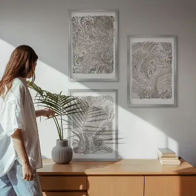 Modern shapes wall art three-piece painting set