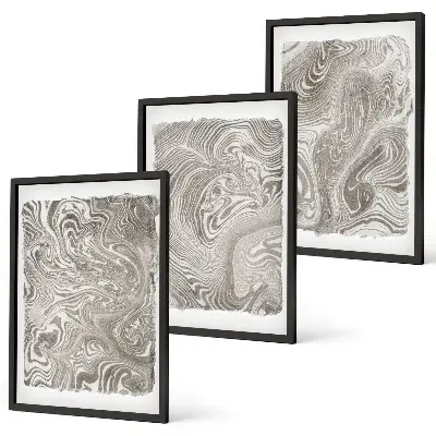 Modern shapes wall art three-piece painting set
