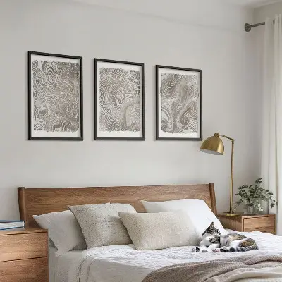 Modern shapes wall art three-piece painting set