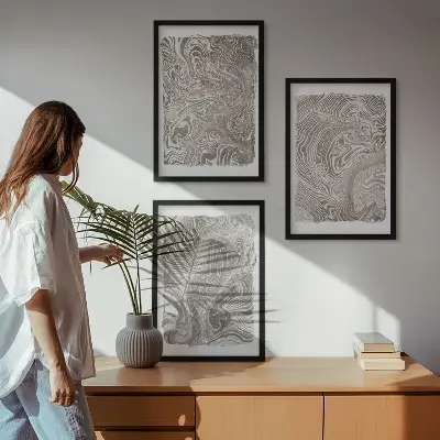 Modern shapes wall art three-piece painting set