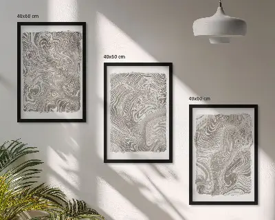 Modern shapes wall art three-piece painting set