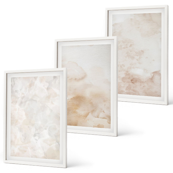 Set of 3 framed wall art pieces Fashionable pastel textures