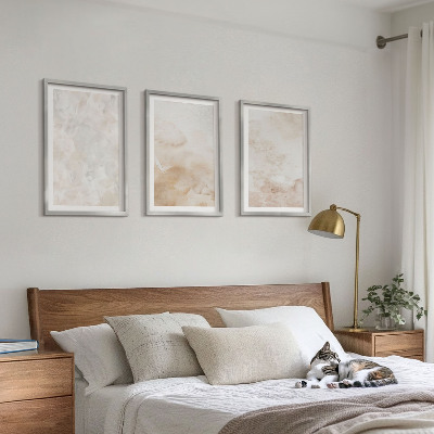 Set of 3 framed wall art pieces Fashionable pastel textures