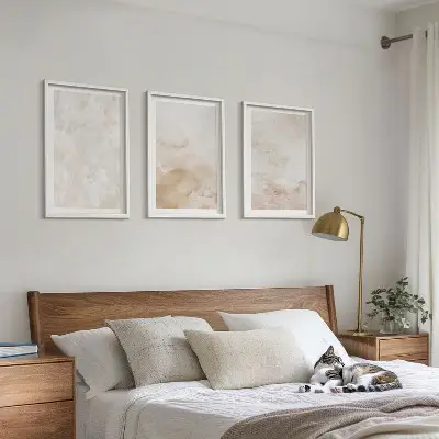 Fashionable pastel textures wall art set of three framed pieces
