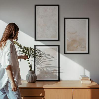 Set of 3 framed wall art pieces Fashionable pastel textures