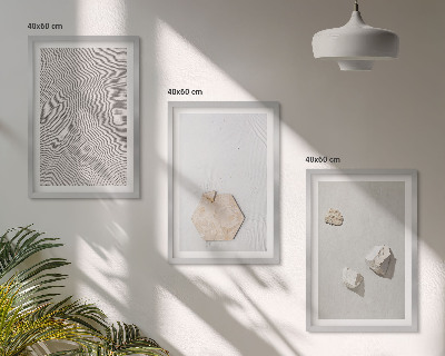 Set of 3 framed wall art pieces Light boho sand textures