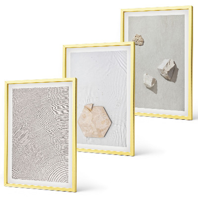 Set of 3 framed wall art pieces Light boho sand textures