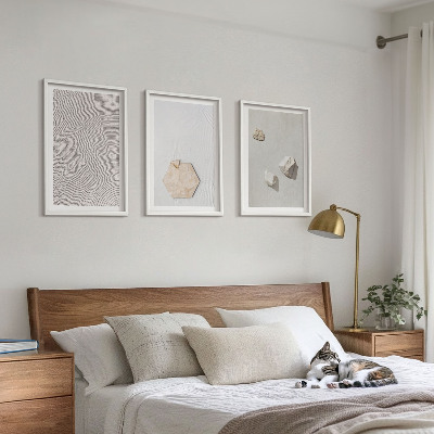 Set of 3 framed wall art pieces Light boho sand textures