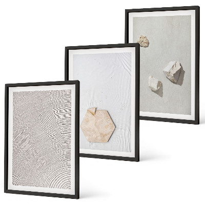 Set of 3 framed wall art pieces Light boho sand textures