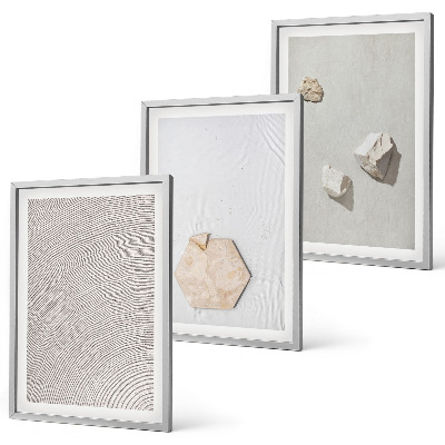 Set of 3 framed wall art pieces Light boho sand textures