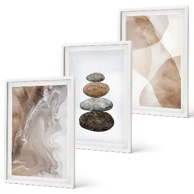Abstract pastel shapes wall art three-piece set