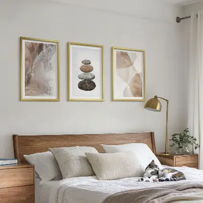 Abstract pastel shapes wall art three-piece set