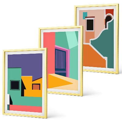 Wall art set Colorful illustrations of the city
