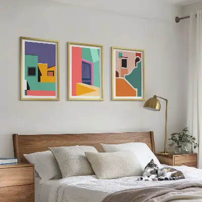 Wall art set colorful city illustrations