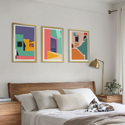 Wall art set Colorful illustrations of the city