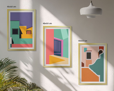 Wall art set Colorful illustrations of the city