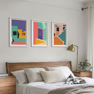 Wall art set Colorful illustrations of the city