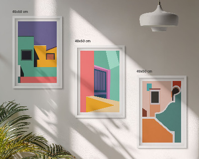 Wall art set Colorful illustrations of the city