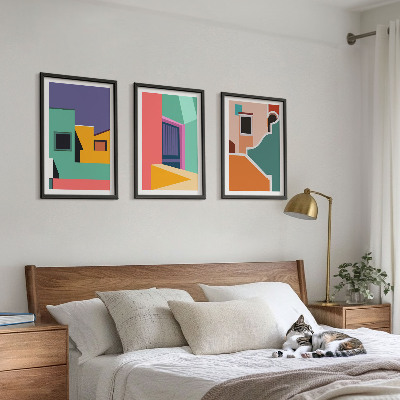 Wall art set Colorful illustrations of the city