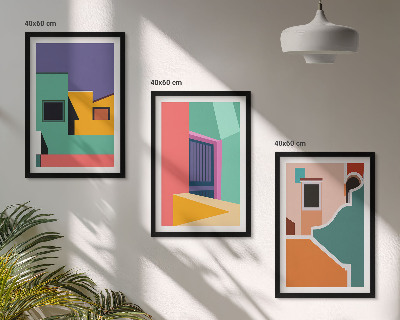 Wall art set Colorful illustrations of the city