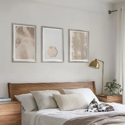 Three-piece wall art set with subtle boho nature textures