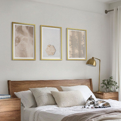 Three-piece wall art piece Subtle textures boho nature
