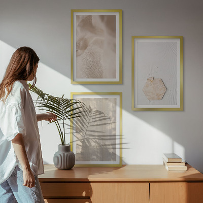 Three-piece wall art piece Subtle textures boho nature
