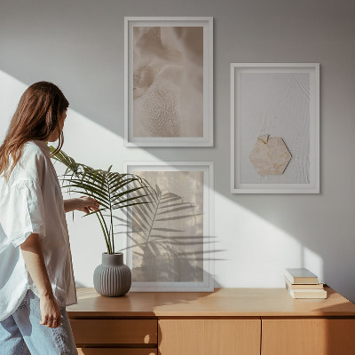Three-piece wall art piece Subtle textures boho nature