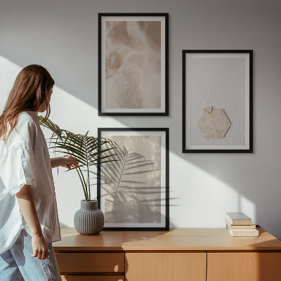 Three-piece wall art piece Subtle textures boho nature