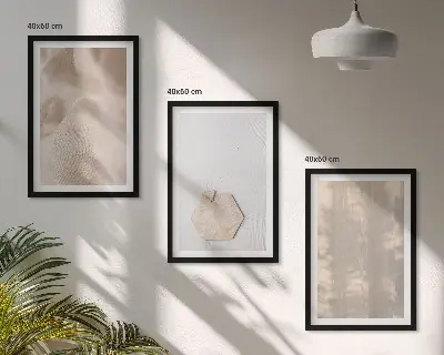 Three-piece wall art set with subtle boho nature textures