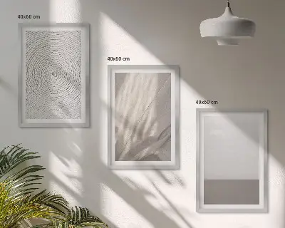 Set of 3 framed wall art pieces with natural boho textures