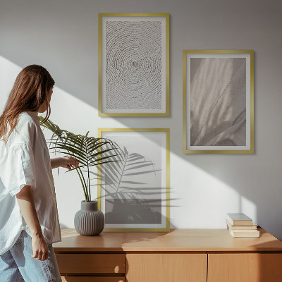 Set of 3 framed wall art pieces Natural boho textures