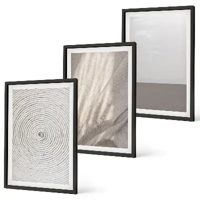 Set of 3 framed wall art pieces with natural boho textures