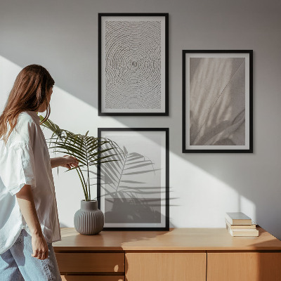 Set of 3 framed wall art pieces Natural boho textures