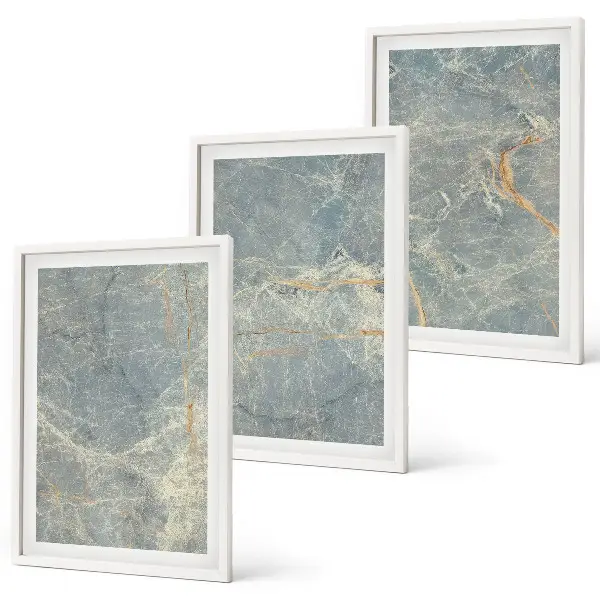 Three-piece decorative wall art green marble stone print